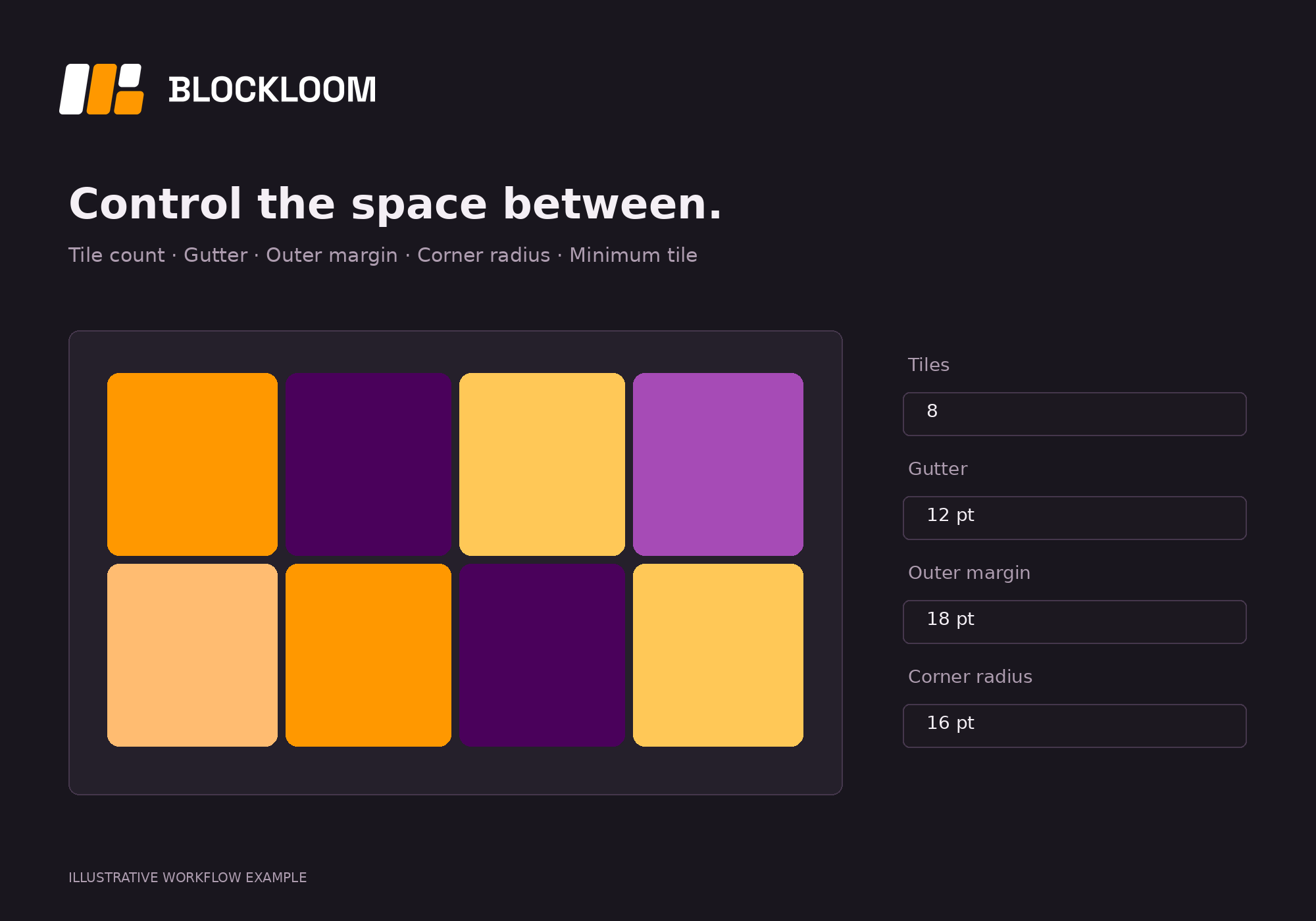 Spacing controls: illustrative blockloom workflow example