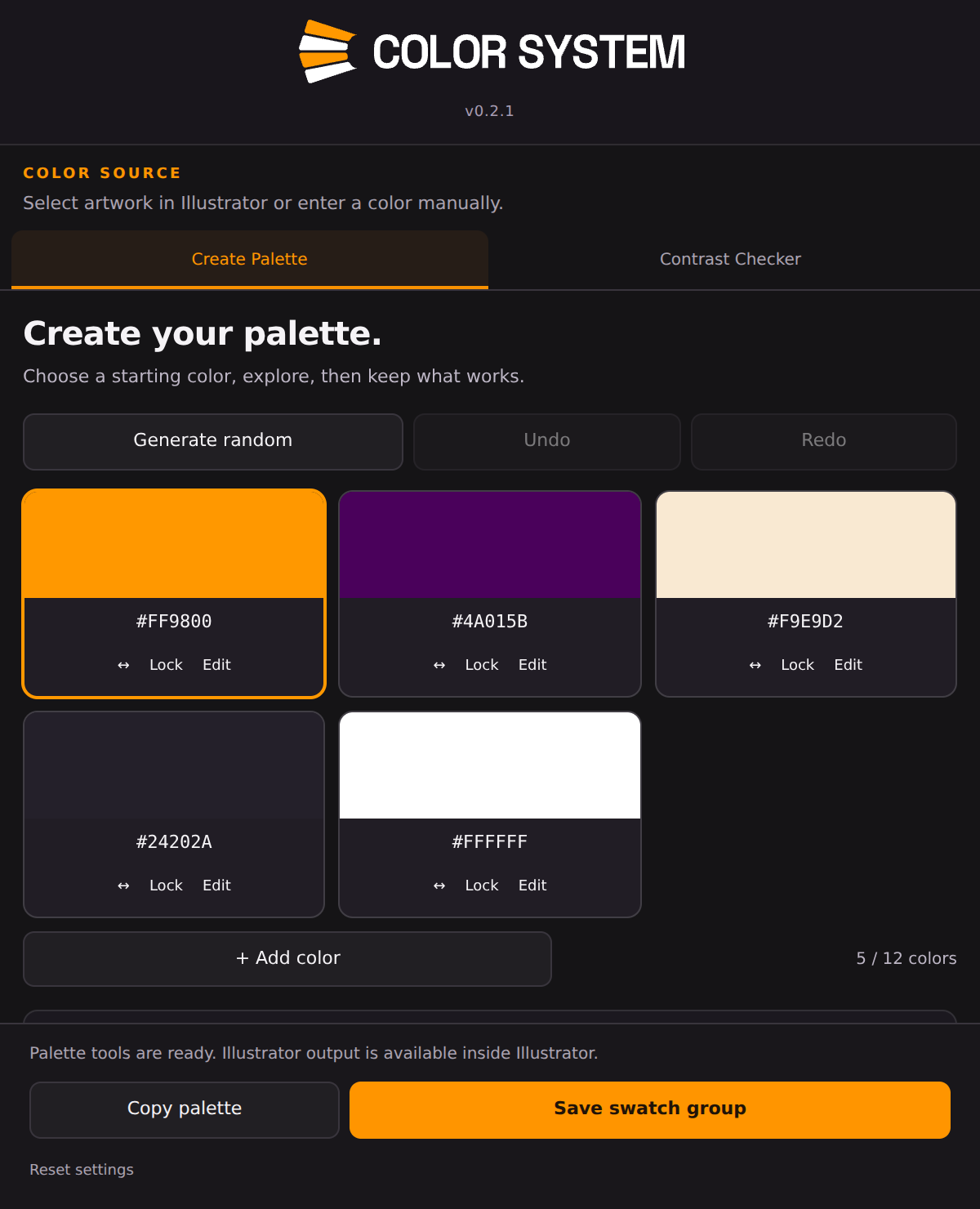 Color System interface preview